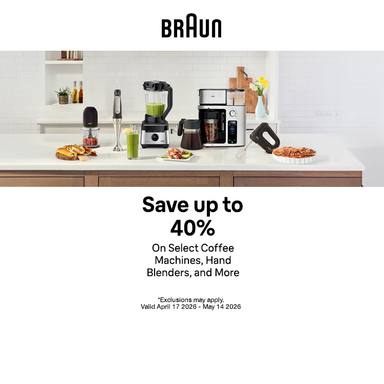 BRAUN
Save up to 40%
On Select Coffee Machines, Hand Blenders, and More
Shop Now