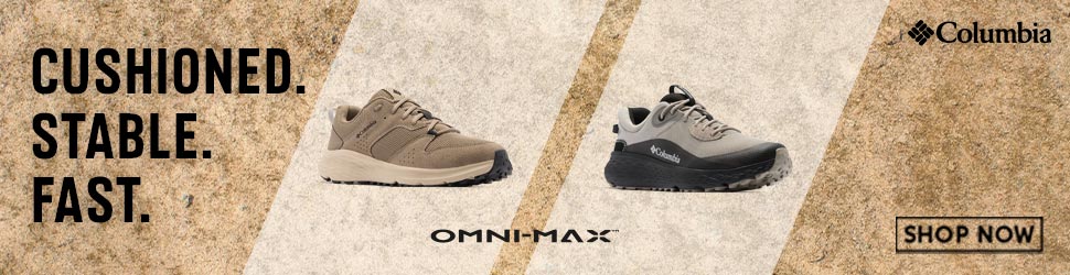 Advertisement. Columbia. Omni-Max. Cushioned. Stable. Fast. Shop Now.