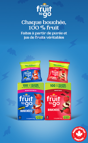 SunRype, Fruit to go. Chaque bouchée, 100% fruit, Faites à partir de purée et jus de fruits véritables. Achetez maintenant  