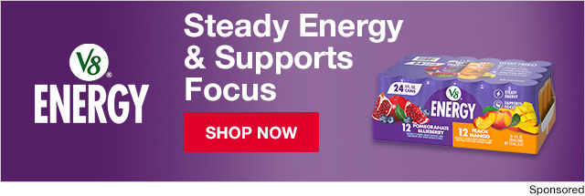 V8 Energy. Steady Energy & Supports Focus